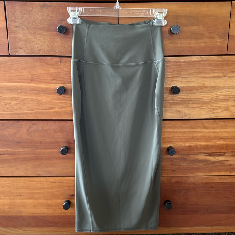 lululemon Women's Nulu Slim-Fit High Rise Maxi Skirt in Army Green Size 4